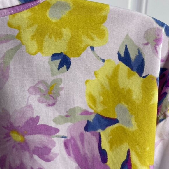 Talbots Womens Button Down Floral Blouse Shirt Plus Size 3X u White Purple Yello - Picture 7 of 9